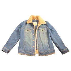 Cole B‎ Country Denim Jacket With Faux Fur Lining Country Boho